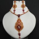 Ruby Pendant Earrings Indian Bollywood Costume Gold Rhodium  FS EHS  CZ TT34