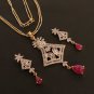 Ruby Pendant Earrings Indian Bollywood Costume Gold Rhodium  FS EHS  CZ TT34