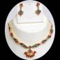 BELLYDANCE GOLDPLATE ECL MULTI GEMSTONE DESIGNER PREMIUM NECKLACE EARRING RE190
