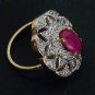 1PC GOLD SILVER FINISH CRYSTAL AD STIMULATED DIAMOND DESIGNER WEDDING RING TT37