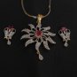 Premium Bollywood Pendant Simulated CZ  RUBY Jewellery  Gold Rhodium Finish TT32