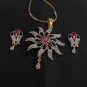 Premium Bollywood Pendant Simulated CZ  RUBY Jewellery  Gold Rhodium Finish TT32
