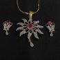Premium Bollywood Pendant Simulated CZ  RUBY Jewellery  Gold Rhodium Finish TT32