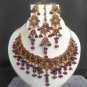 GOLDEN POLKI RUBY EMERALD JEWELRY INDIAN BRIDAL COSTUME SAREE NECKLACE A106