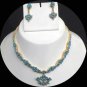BOLLYWOOD GOLDPLATED DESIGNER TURQUOISE PREMIUM FS ECH NECKLACE EARRING RE192