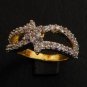 GOLDEN FINISH CRYSTAL AD BOLLYWOOD DESIGNER WEDDING RING COCKTAIL INDIAN TT21