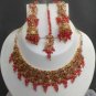 Premium Jewellery Red Bollywood INDIAN BRIDAL COSTUME SAREE NECKLACE A120