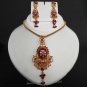 3Pc PREMIUM POLKI JEWELRY GOLDPLATED CZ KUNDAN WORK PENDANT NECKLACE SET NS177