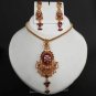 3Pc PREMIUM POLKI JEWELRY GOLDPLATED CZ KUNDAN WORK PENDANT NECKLACE SET NS177