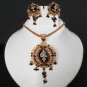 3Pc AWESOME INDIAN POLKI JEWELRY CZ KUNDAN MEENA WORK PENDANT NECKLACE SET NS167