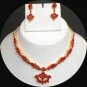BELLYDANCE PREMIUM  GOLDTONE RUBY NECKLACE DESIGNER ECL EARRING 3P RE191