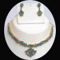 BOLLYWOOD DESIGNER PREMIUM  GOLDPLATED TURQUOISE FS ECH NECKLACE EARRING  RE188