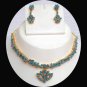 BOLLYWOOD DESIGNER PREMIUM GOLDPLATED TURQUOISE FS ECH NECKLACE EARRING RE188