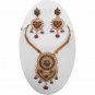 GOLD FINISH CZ RUBY EMERALD LONG PENDANT JEWELRY SET BRIDAL NECKLACE 3PC BN90