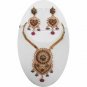 GOLD FINISH CZ RUBY EMERALD LONG PENDANT JEWELRY SET BRIDAL NECKLACE 3PC BN90