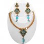PREMIUM INDIAN POLKI GOLDTONE KUNDAN BRIDAL JEWELRY PENDANT NECKLACE SET BN71