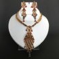 PREMIUM INDIAN POLKI JEWELRY STUNNING CZ RUBY BRIDAL PENDANT NECKLACE SET H53
