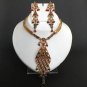 PREMIUM INDIAN POLKI JEWELRY STUNNING CZ RUBY BRIDAL PENDANT NECKLACE SET H53