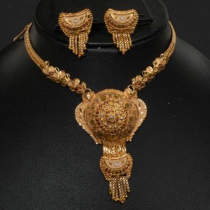 Unique Designer Genuine Gold Pl Filigree HandMade Necklace Set India Premium GF9