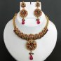 PREMIUM INDIAN POLKI JEWELRY SET STUNNING RUBY EMERALD BRIDAL NECKLACE 3PC H45