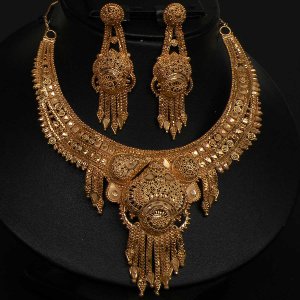 Unique Designer Genuine Gold Filigree HandMade Necklace Set India Premium GF20
