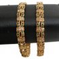 PREMIUM JEWELRY INDIA Gold PLATED 2 Bangle EMERALD BOLLYWOOD  SIZE 2.8  JJ13