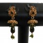 PREMIUM INDIAN POLKI DESIGNER JEWELRY GOLD FINISH CZ JHUMKI EARRING PAIR fe44