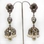 SILVER FINISH PEARL AD VICTORIAN PREMIUM INDIAN JAIPURI JHUMKI EARRING PAIR F21