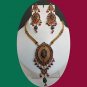 WEDDING Fashion Goldplated Ruby Emerald Polki Pendant jewelry Set ERT EHS fq73