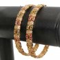 RUBY EMERALD INDIAN JEWELLLERY BANGLE PAIR BOLLYWOOD TREND SIZE 2.8  JJ16