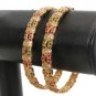 RUBY EMERALD INDIAN JEWELLLERY BANGLE PAIR BOLLYWOOD TREND SIZE 2.8  JJ16