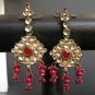 RAJASTHANI BIKANER KUNDAN JADOO PAANCHI DESIGNER RUBY EARRING PAIR INDIA RE62
