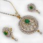 NS132 2 TONE GOLD FINISH JEWELRY SET AD DESIGNER PENDANT NECKLACE EARRING 3PC