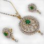 NS132 2 TONE GOLD FINISH JEWELRY SET AD DESIGNER PENDANT NECKLACE EARRING 3PC