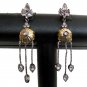 ERT EHS VICTORIAN JEWELRY 2TONE SILVER TONE AMERICAN DIAMOND EARRING PAIR NS31