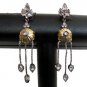ERT EHS VICTORIAN JEWELRY 2TONE SILVER TONE AMERICAN DIAMOND EARRING PAIR NS31
