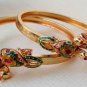 Peacock Design Bangles Kada Indian Jewelry Gold Plated Meenakari Set AC87