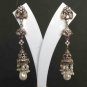 ERT EHS INDIAN JEWELRY VICTORIAN AD AMETHYST PEARL JHUMKI EARRING PAIR fve14