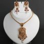 DIVA STYLE Premium Goldplated Ruby Pearl ERT EHS Polki Pendant jewelry Set fq76