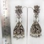JODHAA~AKBAR HEAVY VICTORIAN JHUMKI SET SILVER TONE CZ PEARL EARRING PAIR F44