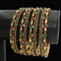 INDIAN JEWELLERY PREMIUM 4PC GOLDPLATED POLKI BANGLE RUBY EMERALD SET 2.6 bn31