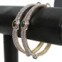 Premium INDIAN JEWELRY 2 Tone Gold Rhodium finish Bangle pair EMERALD AD JJ10