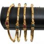 PREMIUM INDIAN JEWELLERY 4PC POLKI BANGLE RUBY EMERALD BRACELET SET 2.8 FB20