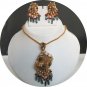 Polki Pearl Emerald Pendant jewelry Set Bollywood Indian Premium ERT EHS fq79