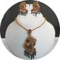 Polki Pearl Emerald Pendant jewelry Set Bollywood Indian Premium ERT EHS fq79