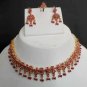 NEW PREMIUM INDIAN BRIDAL JEWELRY SET GOLD FINISH RUBY NECKLACE EARRING 4PC RE46