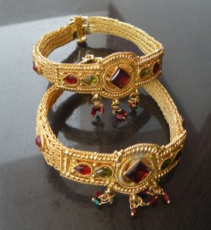 Indian Bollywood Bangles Bracelets Kadas ERT EHS Shining Ruby Gemstone 2Pc f312