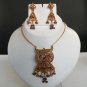 ERT EHS Goldplated Cz Gemstone Polki Pendant jewelry Set Bollywood Indian fq88