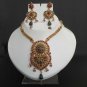 ELEGANT POLKI JEWELRY SET GOLD FINISH PEARL RUBY EMERALD BIG PENDANT SET FP44