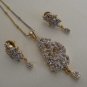 PREMIUM INDIAN 2 TONE JEWELRY GOLD FINISH STIMULATED CZ PENDANT EARRING SET NS21